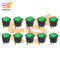 KCD1 10A 250V AC Green Color 3-Pin SPST Round Mini Plastic Rocker Switch Pack of 10